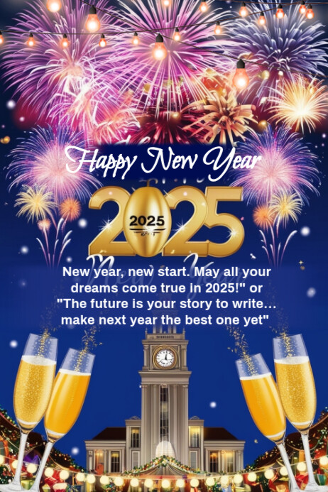 Blue Maximalist Happy New Year Template Design Poster | PosterMyWall