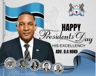 Blue Maximalist Happy President Day Botswana Poster/Wallboard template