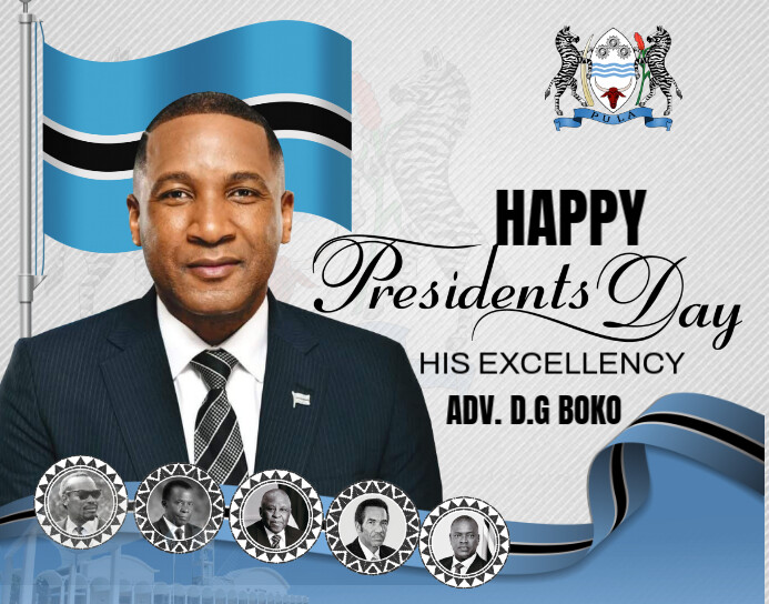 Header Developer Blue Blue Maximalist Happy President Day Botswana Template | PosterMyWall