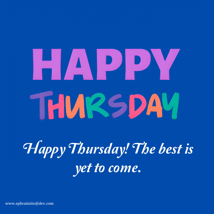 Fun Thursday Logo Blue Maximalist Happy Thursday Logo Template | PosterMyWall