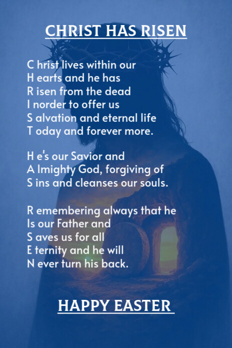 Blue Maximalist He Has Risen Pinterest Graphic template
