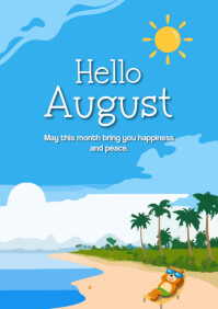 Blue Maximalist Hello August A4 template