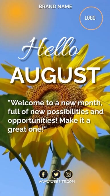 Blue Maximalist Hello August  Digital Display template