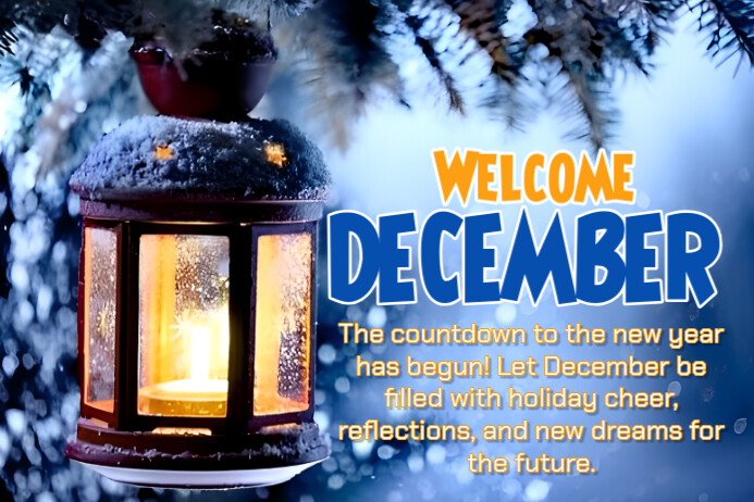 Blue Maximalist Hello December Poster Template | PosterMyWall