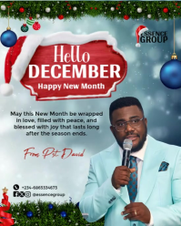 Blue Maximalist Hello December Template Instagram Portrait