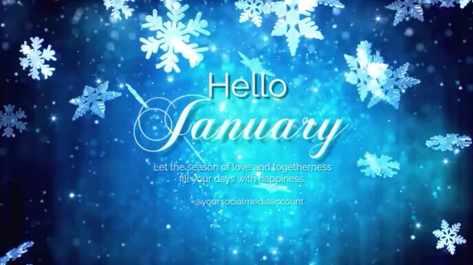 Blue Maximalist Hello January Digital Display (16:9) template