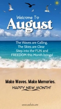 Blue Maximalist Hello Welcome To August Instagram Story Instagram-verhaal template