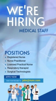 Blue Maximalist Hiring Medical Staff Digital Display (9:16) template