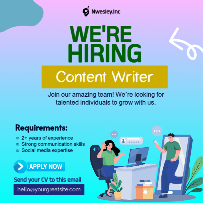 Blue Maximalist Hiring Square (1:1) Template | PosterMyWall