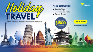 Blue Maximalist Holiday Tour Digital Display (16:9) template