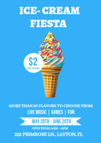 Blue Maximalist Ice Cream Fiesta Template A4