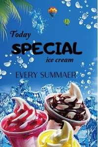 Blue Maximalist Ice Cream Logo Poster template