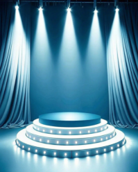 Blue Maximalist Illuminated Spotlight Podium Instagram Portrait template