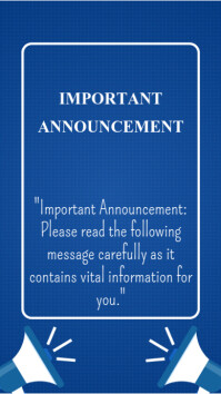Blue Maximalist Important Announcement  Instagram Story template