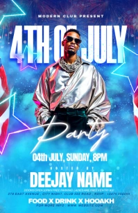 Blue Maximalist Independence Day 4th Of July Party Celebration Flyer Tabloid template