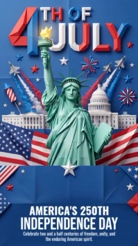 Blue Maximalist Independence Day Celebration Instagram Story Video template