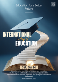 Blue Maximalist International Day Of Education A6 template