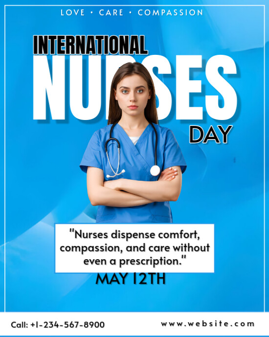Blue Maximalist International Nurses Day Instagram Portrait template