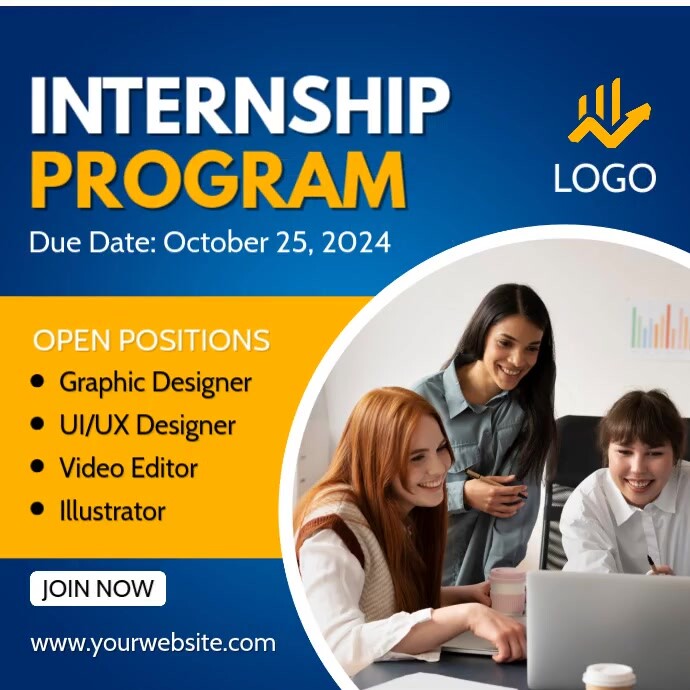 Blue Maximalist Internship Program Instagram Post Template | PosterMyWall