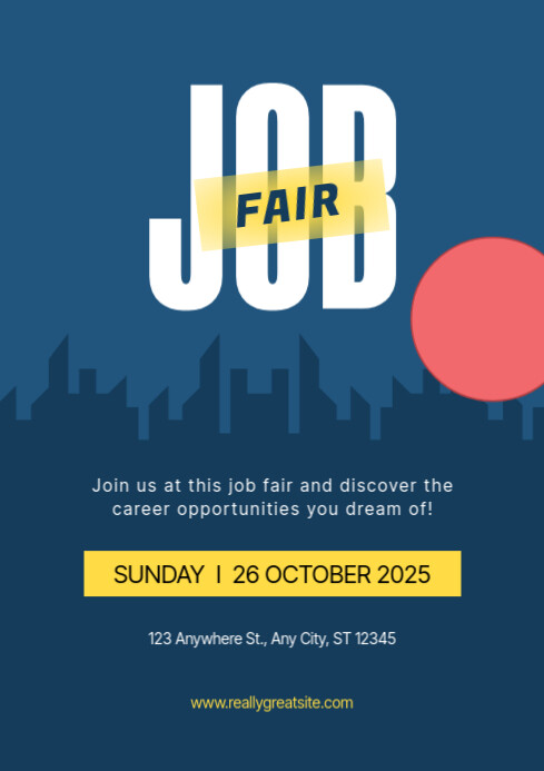 Blue Maximalist Job Fair And Career Expo Event  A4 template