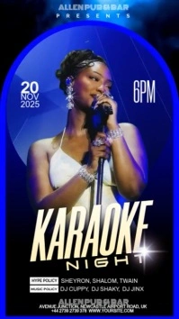 Blue Maximalist Karaoke Night – Club Party Video Flyer Template Digital Display (9:16)