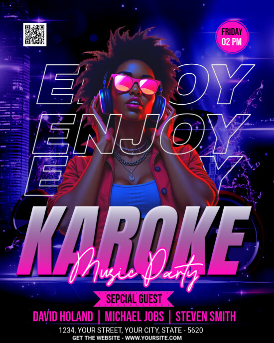 Blue Maximalist Karoke Night Event Instagram Portrait template