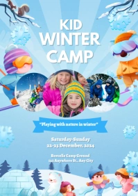 Blue Maximalist Kid Winter Camp A4 template