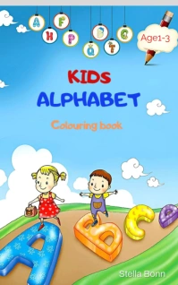 Blue Maximalist Kids Alphabet Colouring Book Design  Kindle/book Covers template