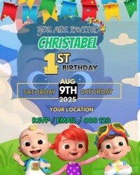 Blue Maximalist Kids Birthday Poster Design Template  Instagram Portrait