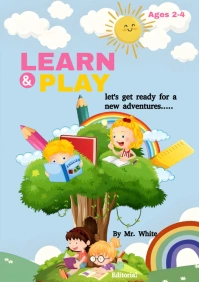 Blue Maximalist Kids Book Cover Learn And Pla A5 template