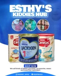 Blue Maximalist Kids Grocery Store Template Instagram Portrait