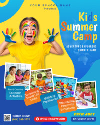 Blue Maximalist Kids Summer Camp Flyer Instagram Portrait template