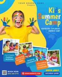 Blue Maximalist Kids Summer Camp Flyer Instagram Portrait template