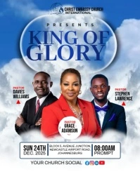 Blue Maximalist King Of Glory – Church Service Video Flyer/poster Template Instagram Portrait