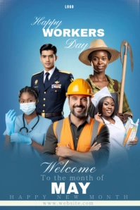 Blue Maximalist Labor Day Pinterest Graphic template