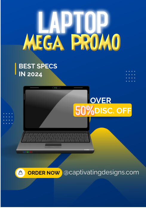Blue Maximalist Laptop Sale Flyer A4 template