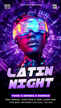 Blue Maximalist Latin Night Party Flyer Instagram Story template