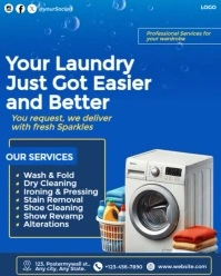 Blue Maximalist Laundry Service Instagram Portrait template