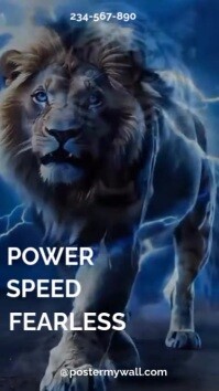 Blue Maximalist Lightening Roar-lion To Leopard Fire Transformation Video  Digital Display (9:16) template