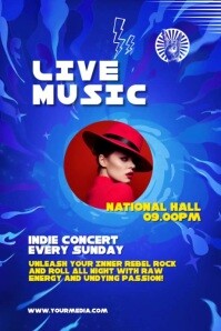 Blue Maximalist Live Music Poster template