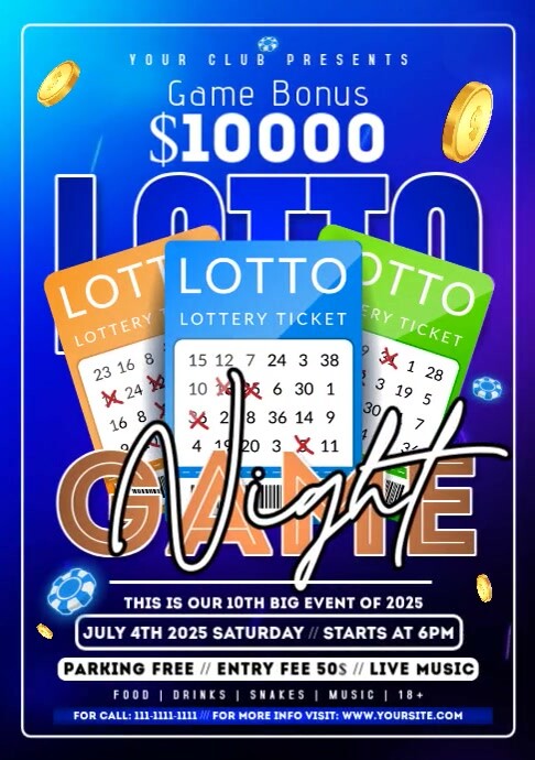 Blue Maximalist Lotto Game Night | Lotto Game 2025 A4 template