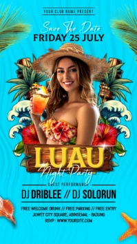 Blue Maximalist Luau Night Party  Instagram S template