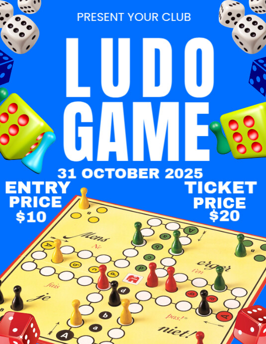 Blue Maximalist Ludo Game Flyer (us Letter) Template | PosterMyWall
