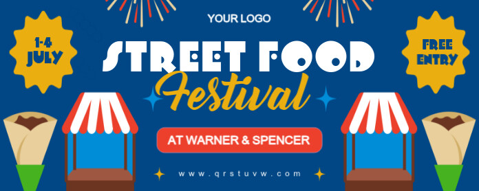 Blue Maximalist Lunch/market/street Food Festival/fast/outdoor/festival/street/advertising/event/foo Twitch Profile Banner template