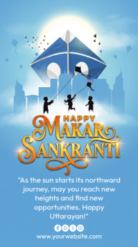 Blue Maximalist Makar Sankranti Instagram Story template