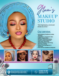 Blue Maximalist Makeup Studio Promotion Template Flyer (us Letter)