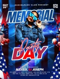 Blue Maximalist Memorial Day Party Video Flyer (us Letter) template