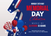 Blue Maximalist Memorial Day Postcard 明信片 template