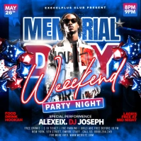 Blue Maximalist Memorial Day Weekend Party Editable  Instagram Post template