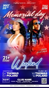 Blue Maximalist Memorial Day Weekend Party Premium Flyer Reel de Instagram template